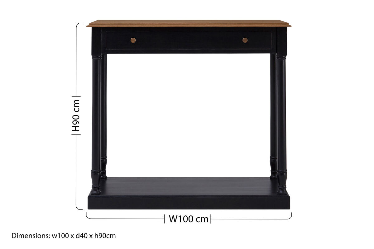 Loire Black and Natural Wood Top 1 Drawer Console Table