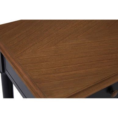 Loire Black and Natural Wood Top 1 Drawer Console Table