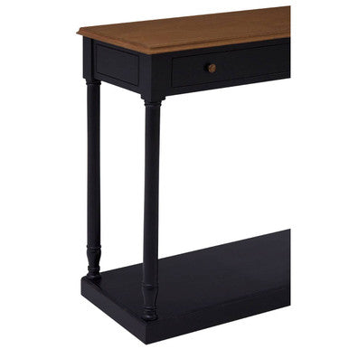 Loire Black and Natural Wood Top 1 Drawer Console Table
