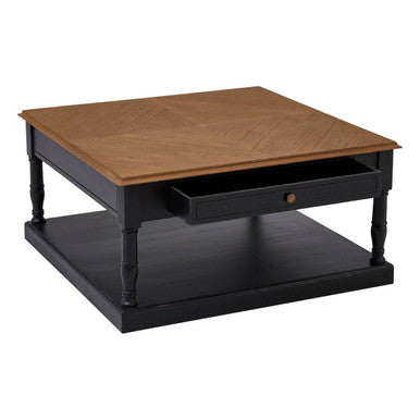 Loire Black and Natural Wooden 1 Drawer Coffee Table