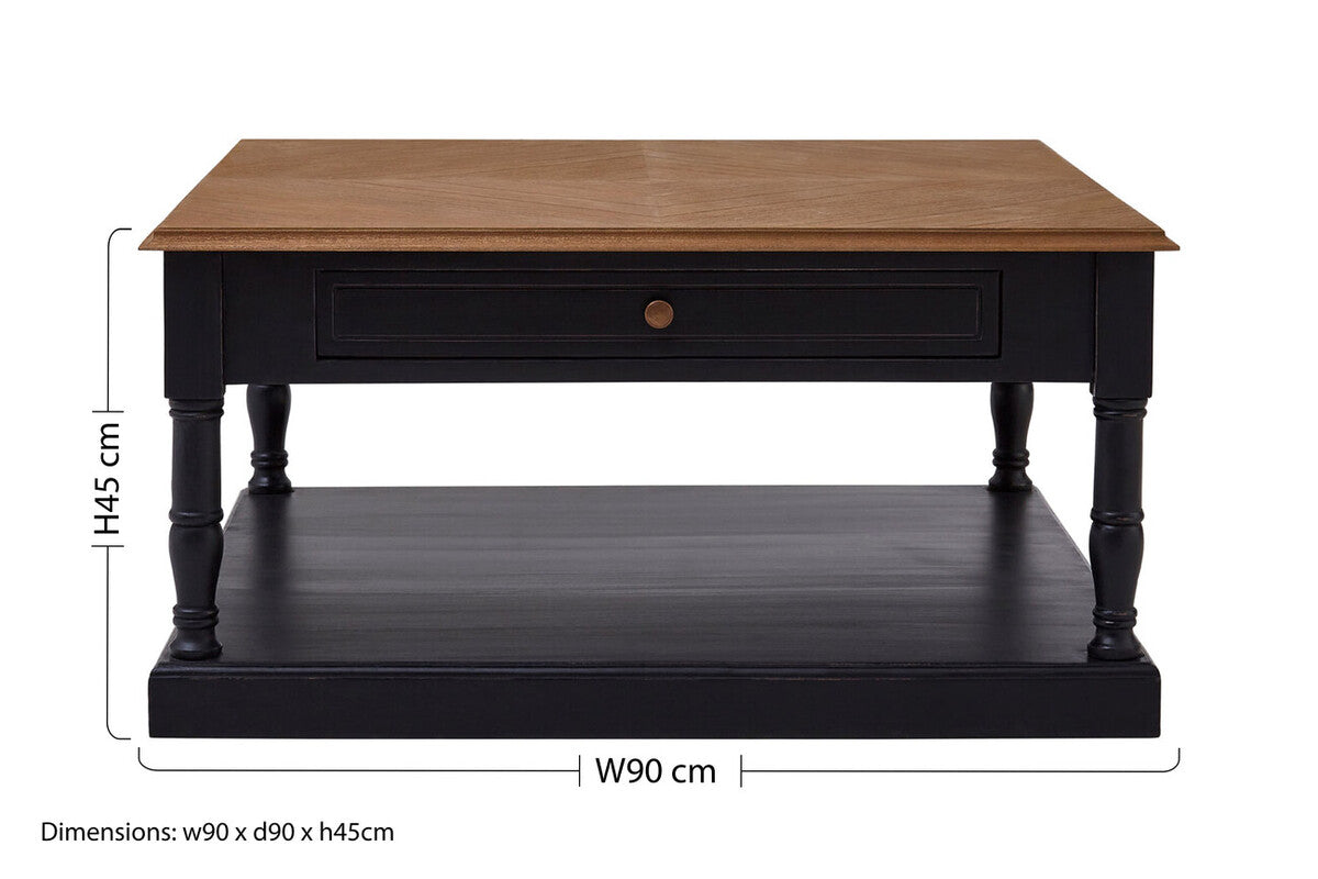 Loire Black and Natural Wooden 1 Drawer Coffee Table