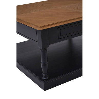 Loire Black and Natural Wooden 1 Drawer Coffee Table