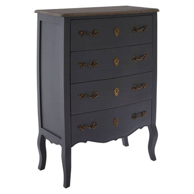 Loire Dark Grey Wooden 4 Drawer Chest