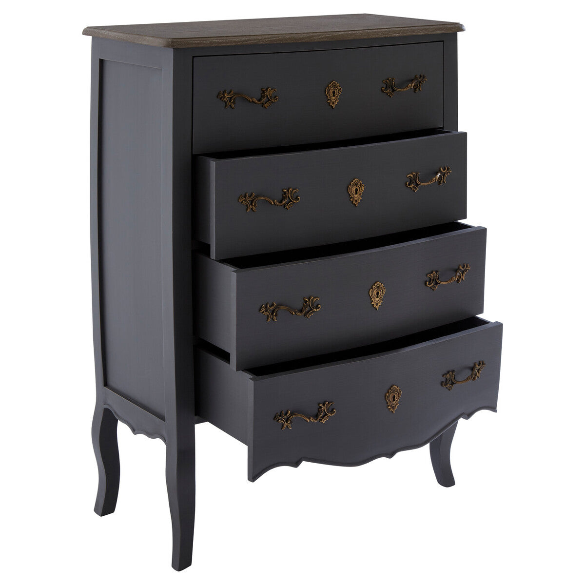 Loire Dark Grey Wooden 4 Drawer Chest