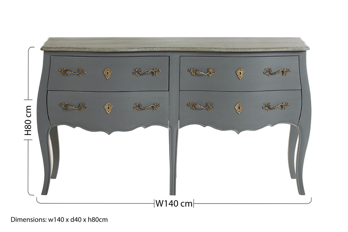 Loire Dark Grey Wooden 4 Drawer Sideboard