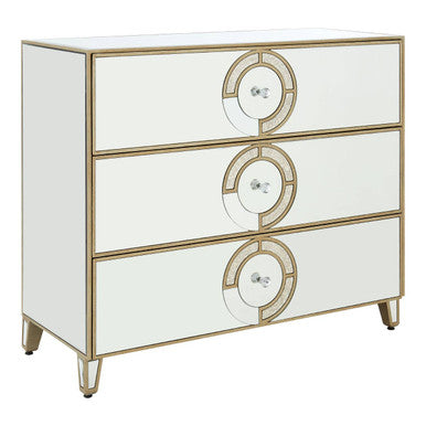 Knightsbridge Champagne Gold and Mirrored Chest of 3 Drawers