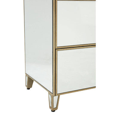 Knightsbridge Champagne Gold and Mirrored Chest of 3 Drawers