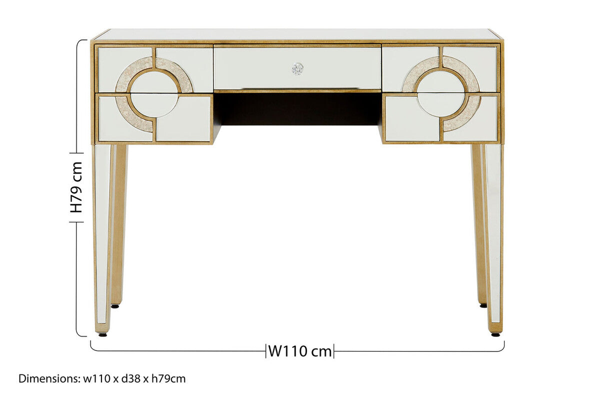 Mirrored Glass Console Table with Five Drawers and Crystal Style Knobs | Knightsbridge