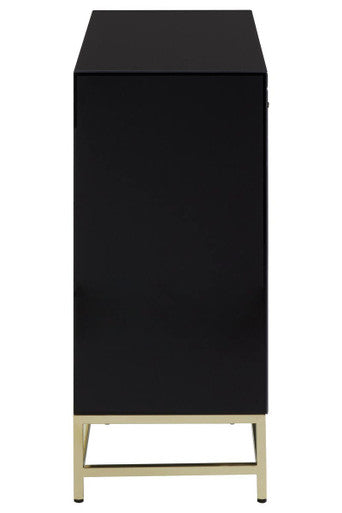 Kensington Townhouse Black Mirrored 2 Door Cabinet with Drawers