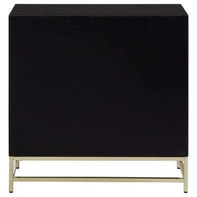 Kensington Townhouse Black Mirrored 2 Door Cabinet with Drawers