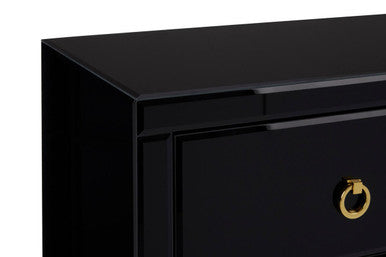 Kensington Townhouse Black Mirrored 2 Door Cabinet with Drawers