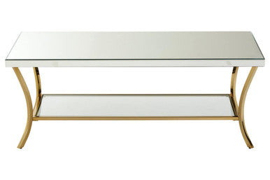 Townhouse Mirrored Coffee Table with Gold Finish Legs