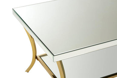 Kensington Townhouse Mirrored Coffee Table with Gold Finish Legs