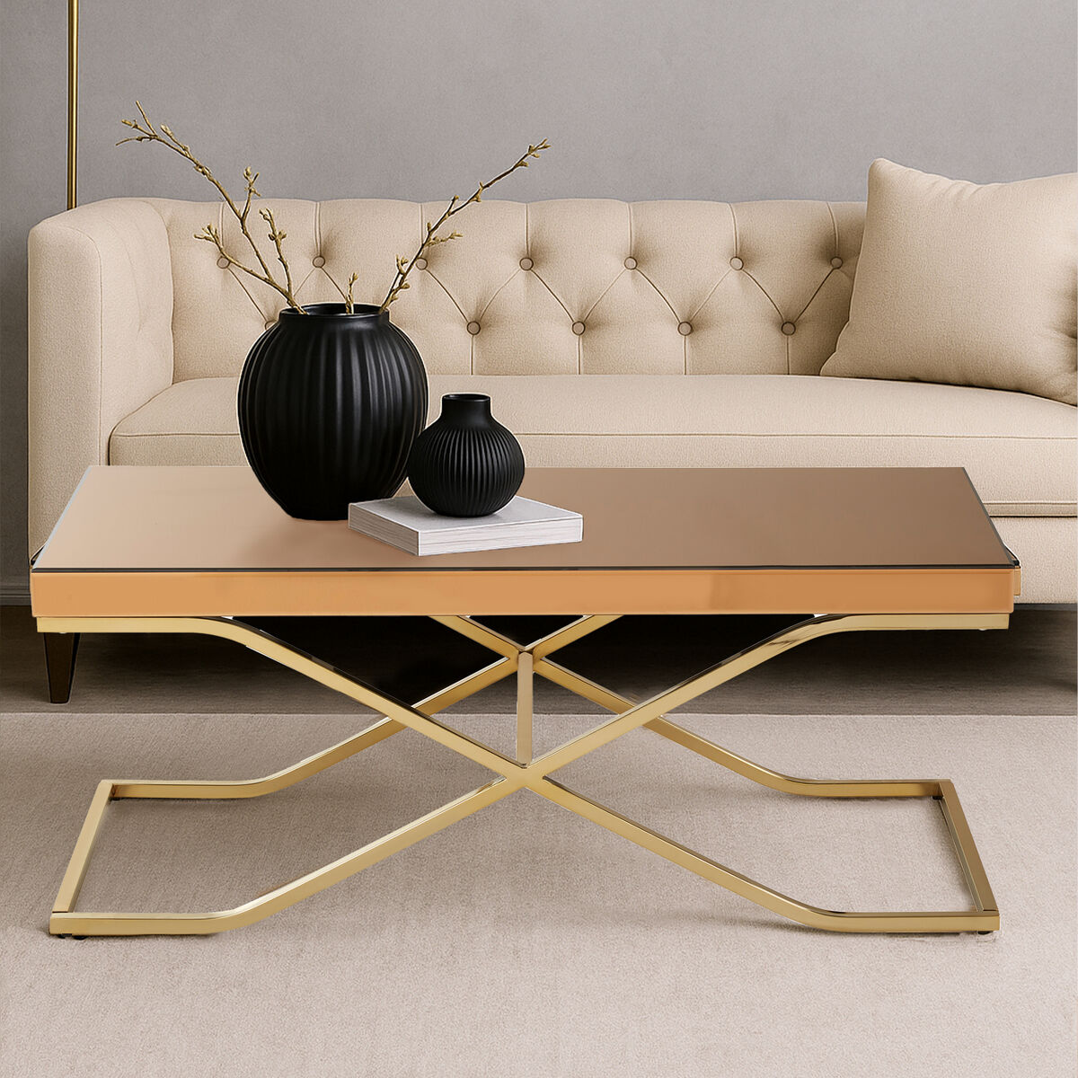 Kensington Townhouse Brown Mirrored Coffee Table
