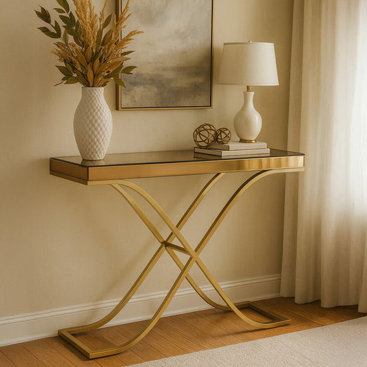 Townhouse Brown Mirrored Console Table