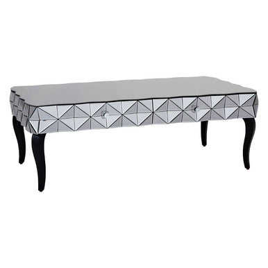 Soho Smoked Faceted Mirror Coffee Table with Drawers