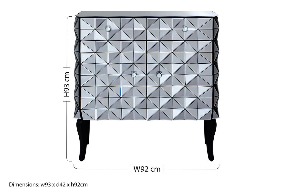 Soho Smoked Faceted Mirror 2 Door Sideboard