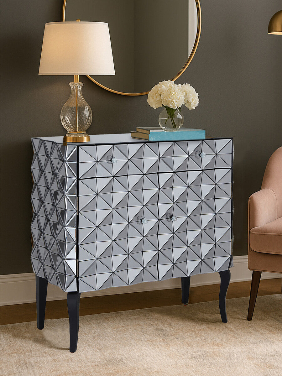 Soho Smoked Faceted Mirror 2 Door Sideboard