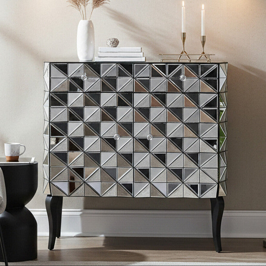 Soho Smoked Faceted Mirror 2 Door Sideboard