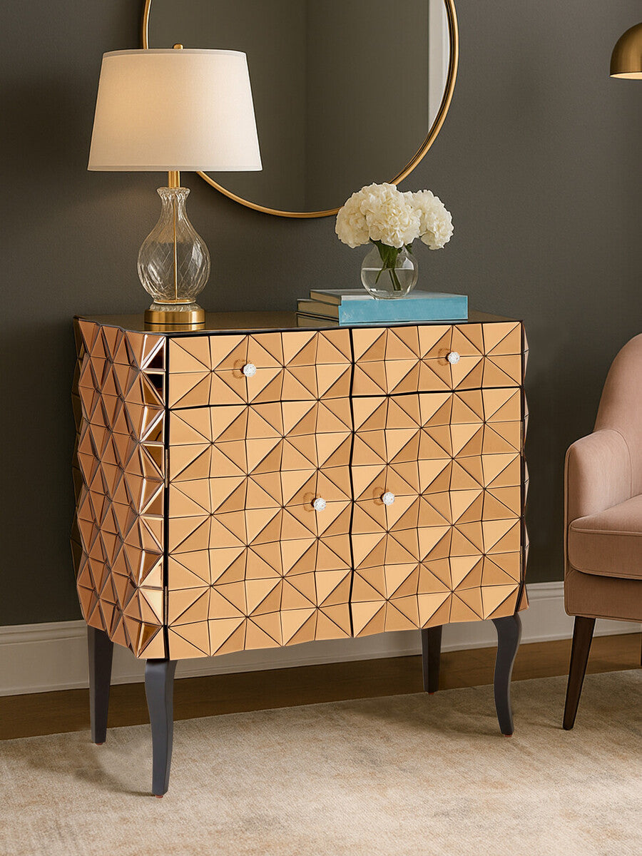 Soho Copper Faceted Mirror Cabinet