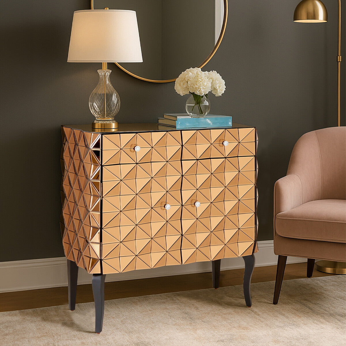 Soho Copper Faceted Mirror Cabinet