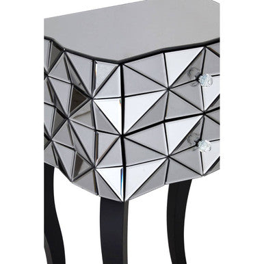 Soho Smoked Faceted Mirror 2 Drawer Bedside Table