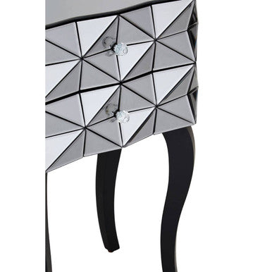 Soho Smoked Faceted Mirror 2 Drawer Bedside Table
