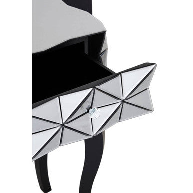 Soho Smoked Faceted Mirror 2 Drawer Bedside Table