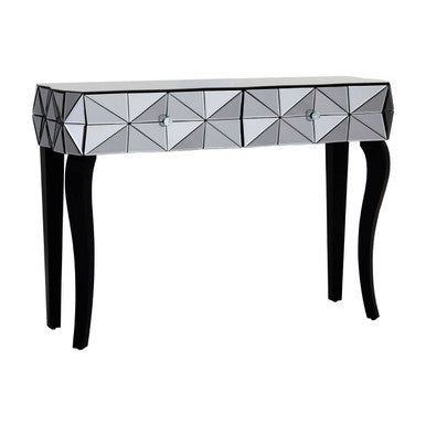 Soho Smoked Faceted Mirror Console Table with Drawers
