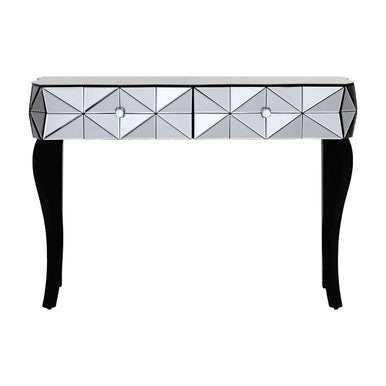 Soho Smoked Faceted Mirror Console Table with Drawers
