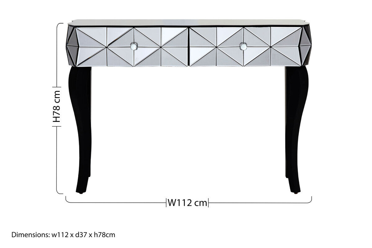 Soho Smoked Faceted Mirror Console Table with Drawers
