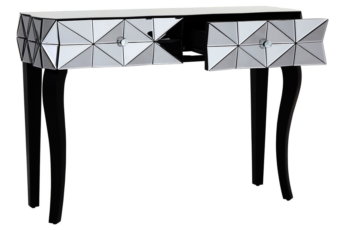 Soho Smoked Faceted Mirror Console Table with Drawers