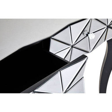 Soho Smoked Faceted Mirror Console Table with Drawers