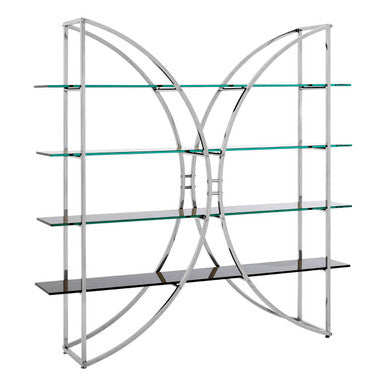 Vogue Black Glass 4 Tier Shelf Unit with Silver Finish Frame
