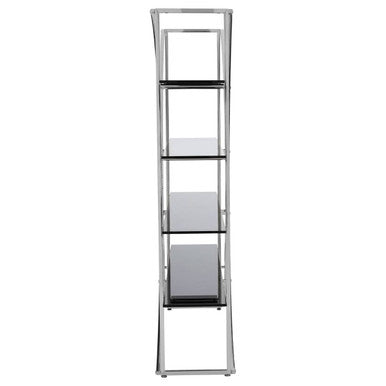 Vogue Black Glass 4 Tier Shelf Unit with Silver Finish Frame