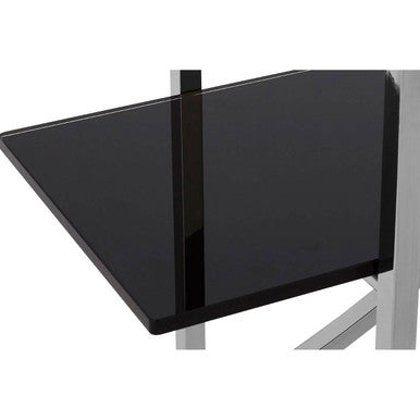 Vogue Black Glass 4 Tier Shelf Unit with Silver Finish Frame