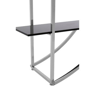 Vogue Black Glass 4 Tier Shelf Unit with Silver Finish Frame