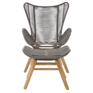 Sisal Grey Woven Rope Lounge Chair and Footstool Set