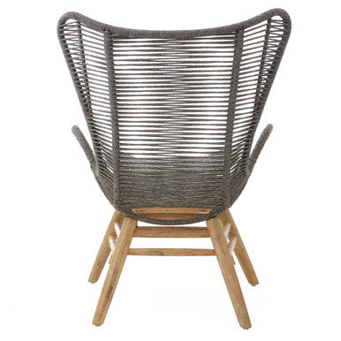 Sisal Grey Woven Rope Lounge Chair and Footstool Set