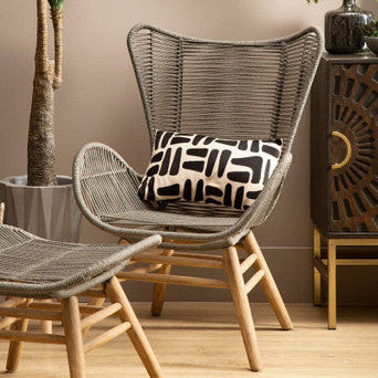 Sisal Grey Woven Rope Lounge Chair and Footstool Set