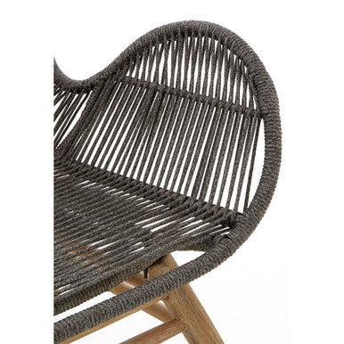 Sisal Grey Woven Rope Lounge Chair and Footstool Set