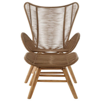 Sisal Latte Woven Rope Lounge Chair and Footstool Set