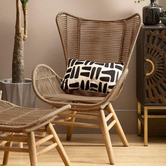 Sisal Latte Woven Rope Lounge Chair and Footstool Set