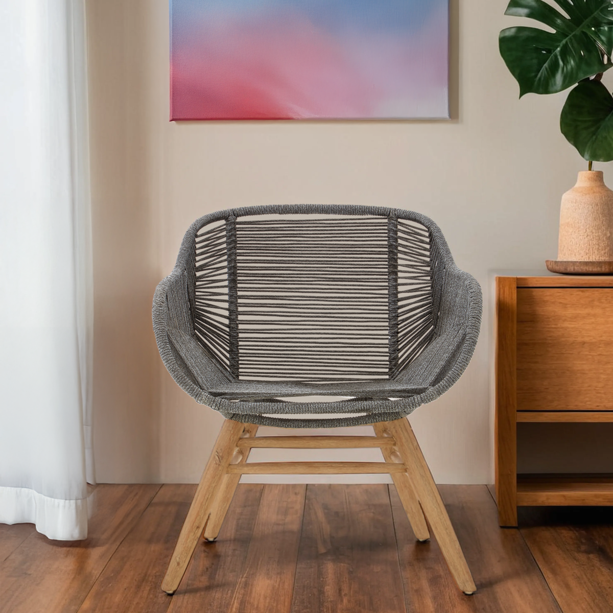 Sisal Grey Rope Woven Armchair