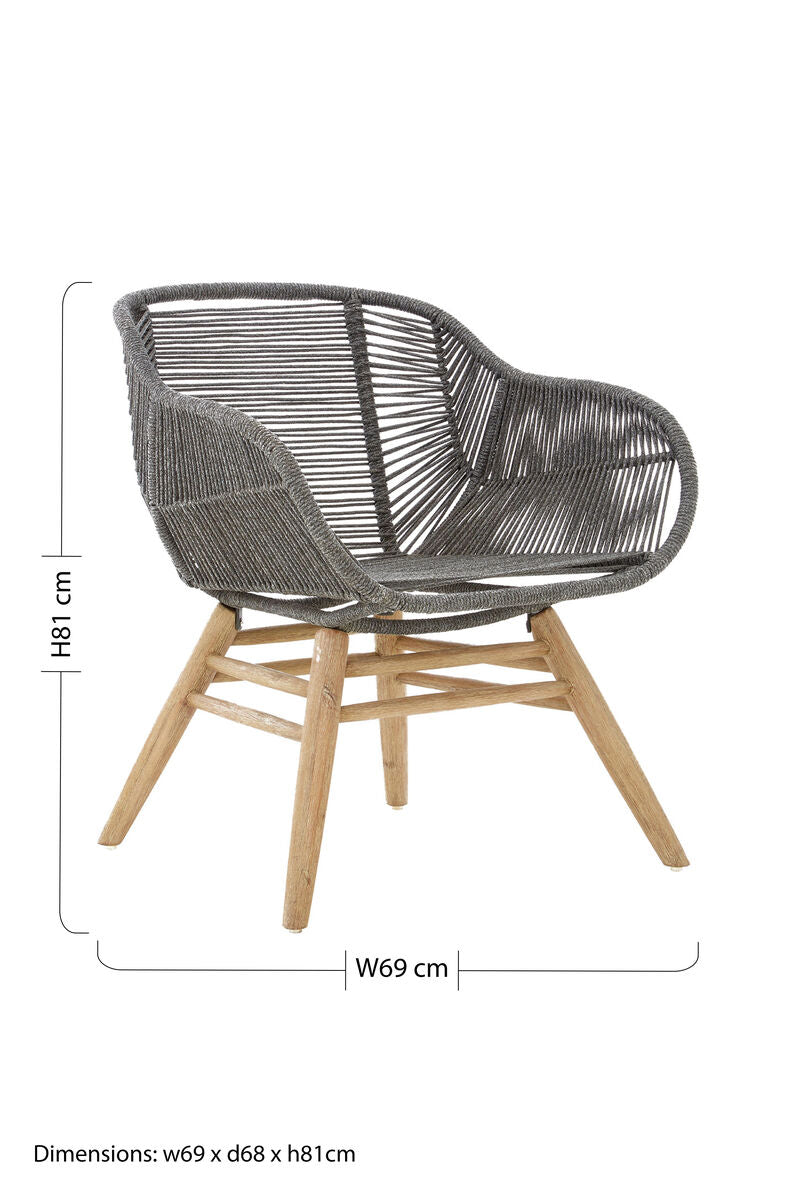 Sisal Grey Rope Woven Armchair