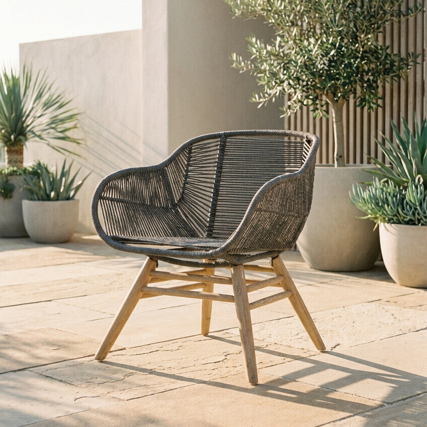 Sisal Grey Rope Woven Armchair