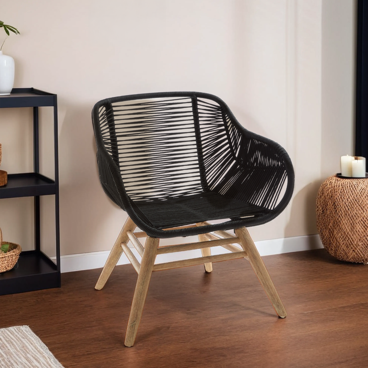 Sisal Black Rope Woven Armchair
