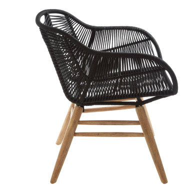 Sisal Black Rope Woven Armchair