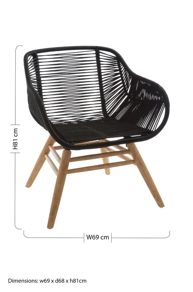 Sisal Black Rope Woven Armchair