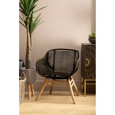 Sisal Black Rope Woven Armchair
